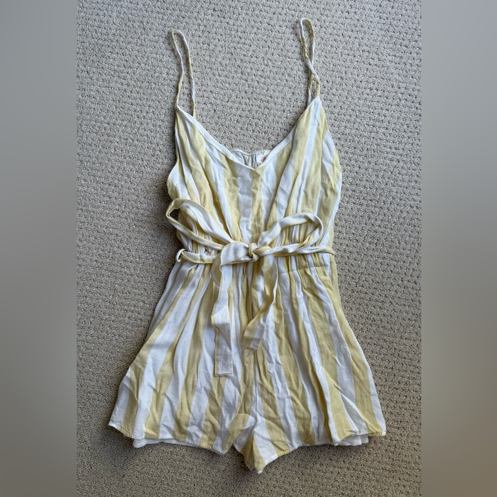 Yellow/white striped romper